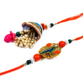 🕌 Royal Rajasthani Bhai Bhabhi Rakhi Set – Designer Combo 1 | Ethnic Festive Gift