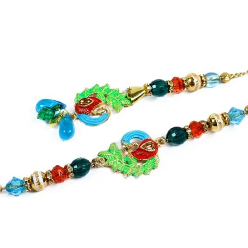 💙 Designer Bhai Bhabhi Rakhi Set – Blue & Green | Premium Couple Set - Image 3
