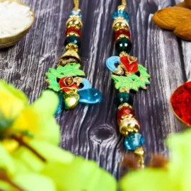 💙 Designer Bhai Bhabhi Rakhi Set – Blue & Green | Premium Couple Set