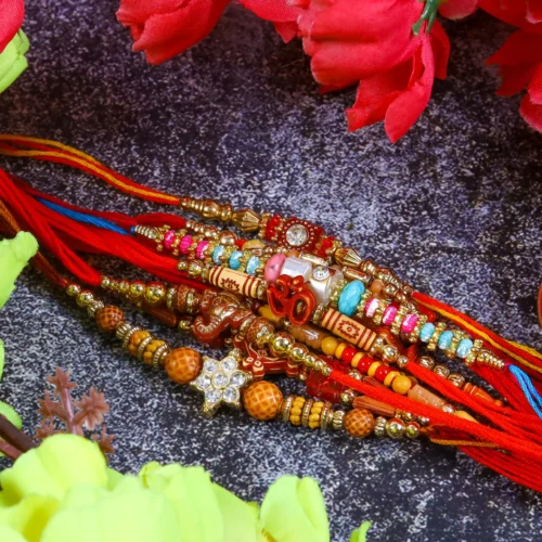 Premium Men’s Designer Rakhi Combo – Pack of 10 | Handcrafted Festive Rakhis - Image 3